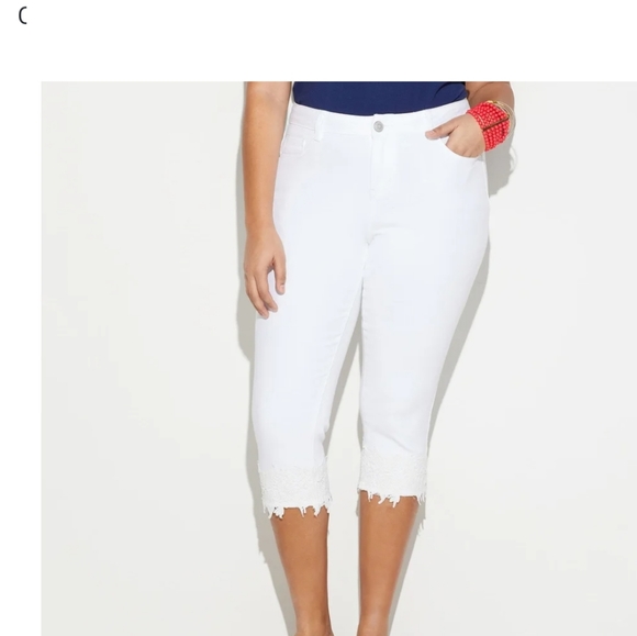 loralette Pants - Loralette White  Embroidered Hemline Capris